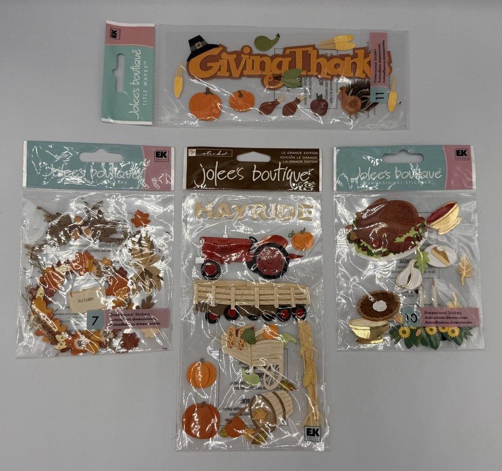 Jolee’s Boutique Fall Thanksgiving 3D Stickers Lot – Hayride Turkey Autumn