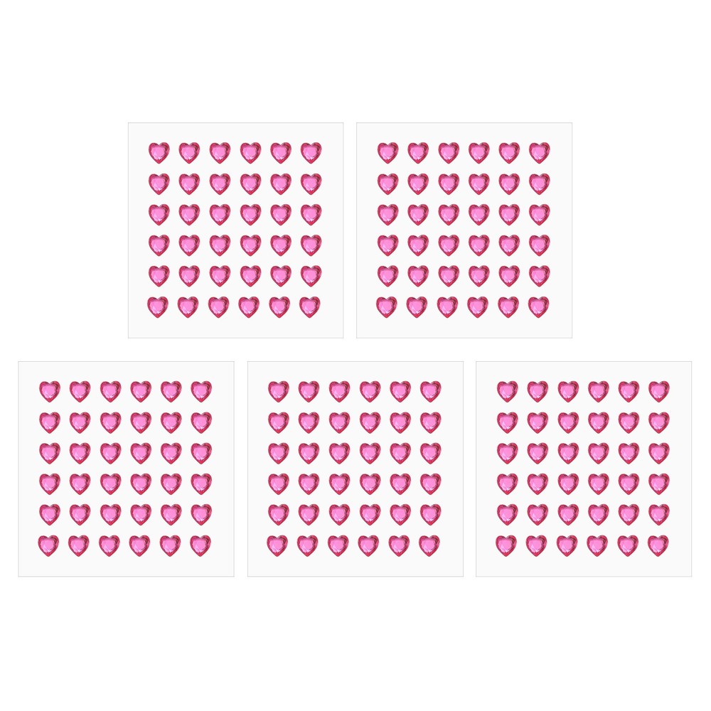 5 Sheet Heart Gem Stickers 8mm, Self Adhesive Jewel Sticker Light Pink