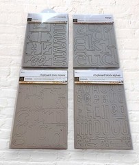 4 Pks Chipboard Asst Alphabet Letters & Elements Self-Adhesive Basic Grey 300+