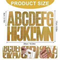 21 Sheets Letter Stickers Big 3 Inch Glitter Gold Letter Number Stickers, Vin…