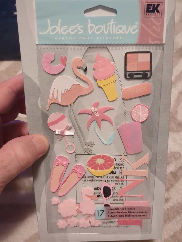 EK Success Jolee’s Boutique Large Pk 17 3-D Stickers Pink Goodies Extremely Rare
