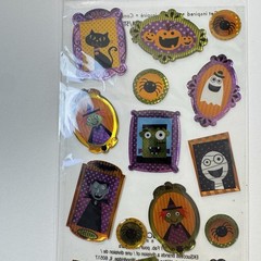 Crafts Sticko Stickers Trick Treat Happy Halloween Framed Ghosts Bats Black Cat