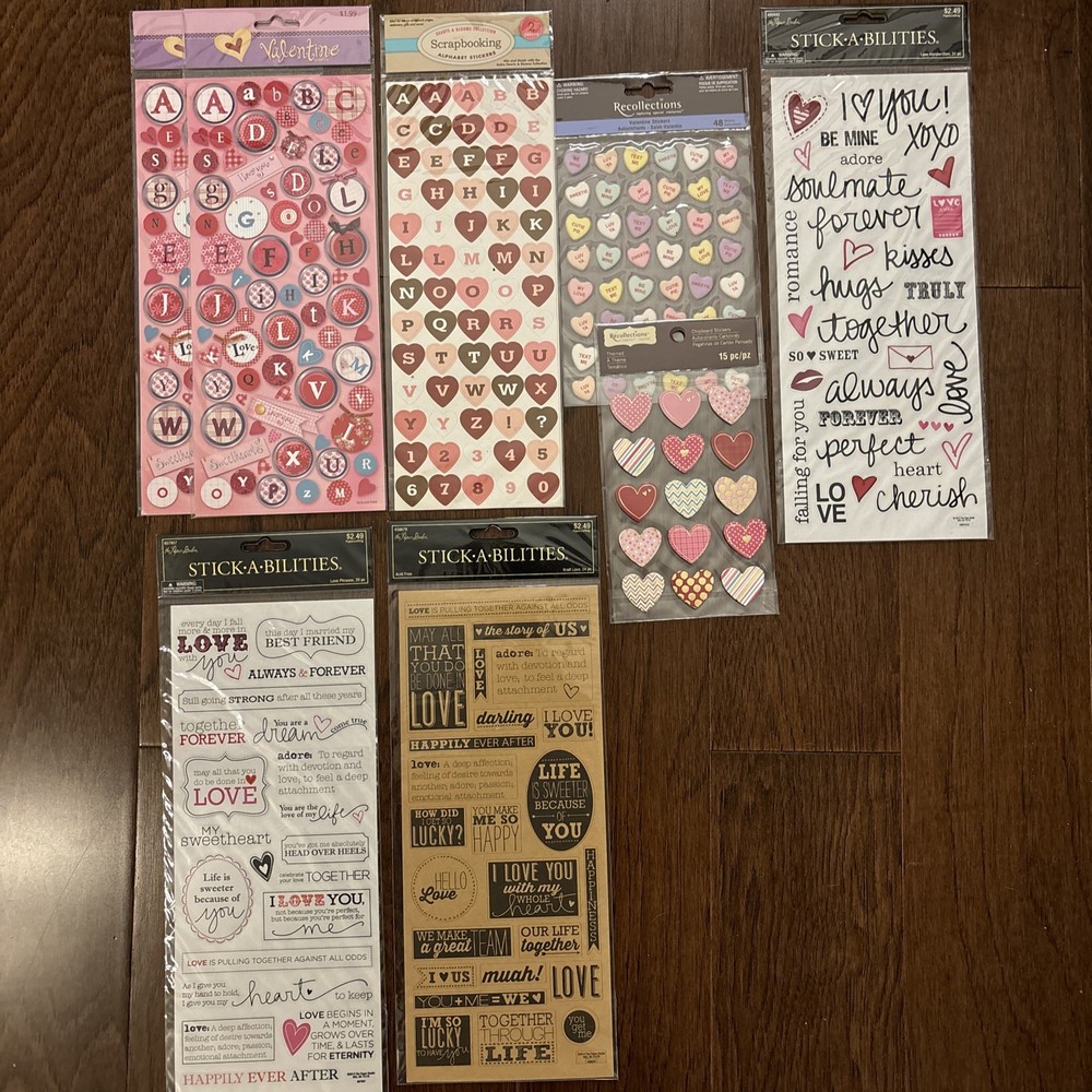 Assorted Scrapbooking Stickers/Cardstock Embellishments Valentine’s/Love Theme