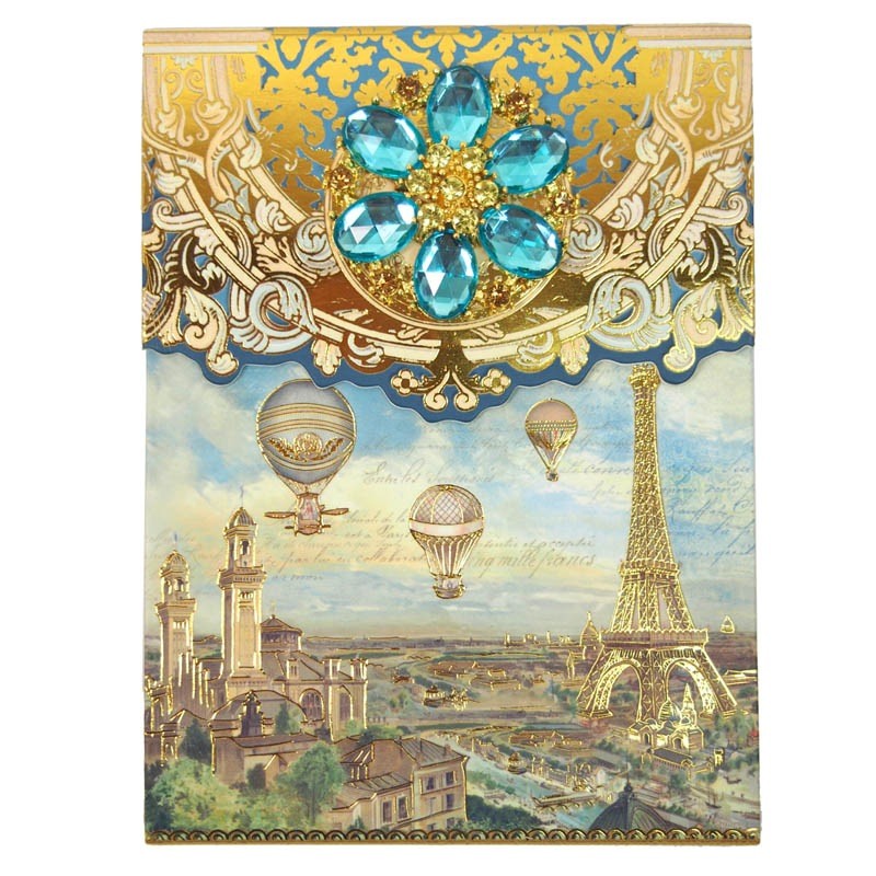 Punch Studio Notepad with Brooch (Eiffel Tower & Antique)