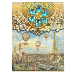 Punch Studio Notepad with Brooch (Eiffel Tower & Antique)