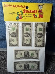 Vintage US MONEY 5-100 Dollars Puffy 3D Stickers Money Cash