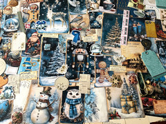 #26 – 150+pcs Blue Christmas JUNK JOURNAL 3D Kit with REAL EPHEMERA Mixed Media