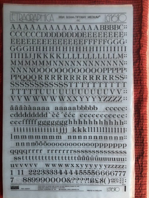 5 Letraset INSTANT LETTERING Transfer Letters 36pt Tiffany Medium NICE 2