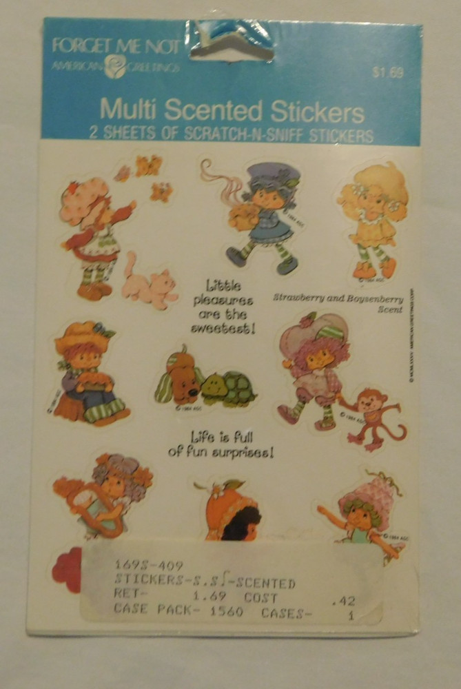 1980s AMERICAN GREETINGS STRAWBERRY SHORTCAKE SCRATCH N SNIFF STICKERS VTG 80’s