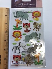 EK Success Sticko Baby Safari Scrapbook Stickers Lot Animals Nursery Food