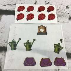 Assorted Sticker Lot Rose Floral Watering Cans Lady Bugs Scrapbooking Collectors