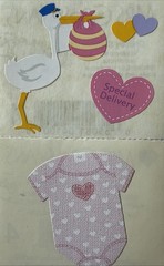 GIRL FABRIC OUTFIT & CHUBBY STORK Stickers(4pc)Mrs. Grossman’s•Baby•Card Making•