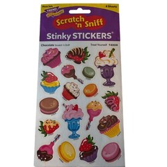 TREND CHOCOLATE CUPCAKE Scratch n Sniff Stinky Stickers 72 CT Party Loot T83038
