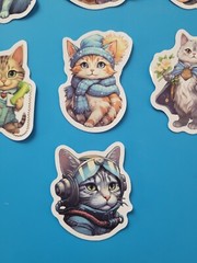 STICKERS x 10 Cat Kitty Bike Vintage Coat Pilot Kitten Cartoon CAT4