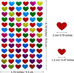 40 Sheets Glitter Heart Stickers Colorful Decorative Love Stickers Self-Adhesive