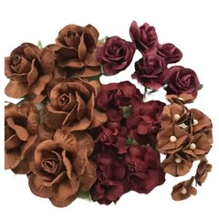 Mixed 4 Sets Burgundy Brown Paper Flower Wedding Scrapbook Craft (Kit-DEC-4A)