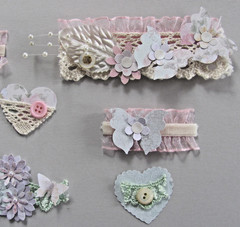 Handmade Shabby Chic Embellishments 12 Paper Lace Ribbon Buttons 12 Junk Journal