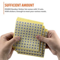 300 Round Number Stickers – 4500 Self-Adhesive Labels for Inventory & Organizati
