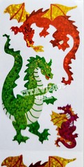 JILLSON & ROBERTS HAMBLY STICKERS PRISMATIC GLITTER SHEET DRAGONS FANTASY