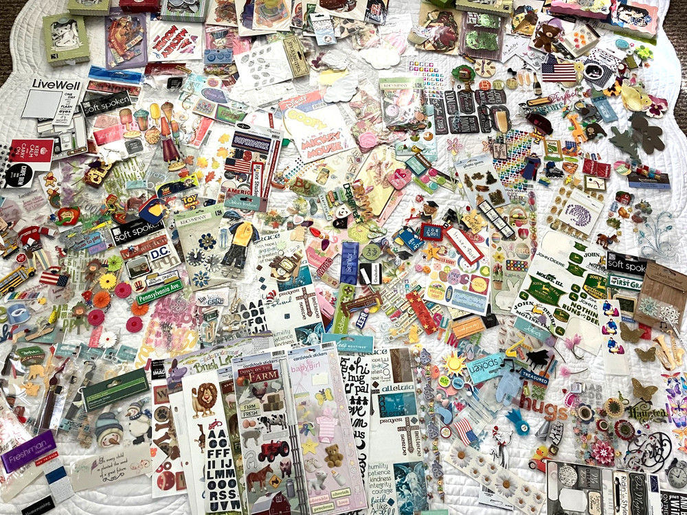 Partially Used Jolee’s, K & Company & More Stickers & Cardstock. PLEASE READ