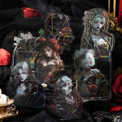Gothic Women Men Holographic Stickers Junk Journal Large Size Decorative Collage