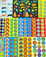 399+ Stickers Scratch AND Sniff THEMED, GLOSSY PUFFY GLITTER COLLECTION LOT MIX