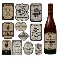 Beverage Bottle Label Waterproof Scary Stickers For Halloween Horror Theme Decor