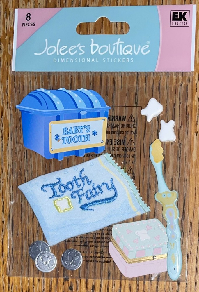 RARE Jolees Baby’s 1st Teeth Tooth Fairy Brush Money Box Toddler Infant Stickers