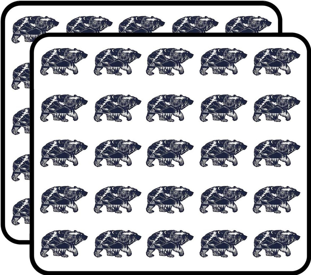 Bear Double Exposure 50 Pack 1-Inch Retro Stickers for Scrapbooking, Journals, P