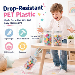 6 Pcs Coin Jars for Behavior Tokens Bulk Plastic Reward Jars for Kids Token Clas