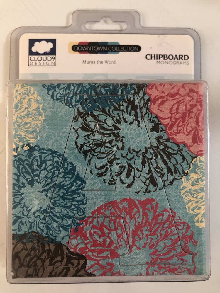 Fiskars Alphabet Chipboard Monogram MUMS THE WORD Pattern 3.5″ Cloud 9 Design