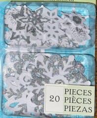 K&Company Very Merry Snowflakes Layered Accents Glitter Silver & White Scrapbook