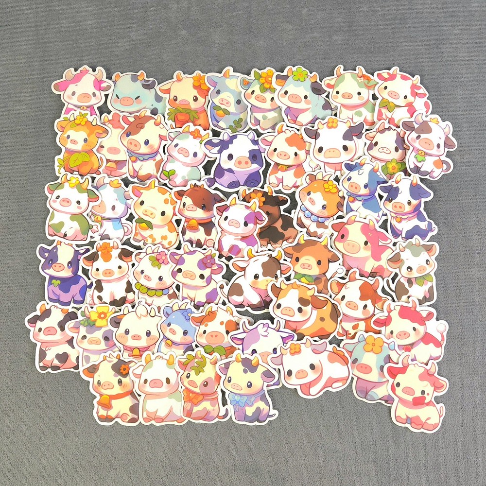 Cute Adorable Rainbow Cow Stickers – Set of 10 Random Stickers Great for Crafts