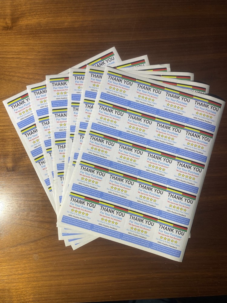Multicolor Thank You Stickers For Online Stores and Sellers 120 in a Lot