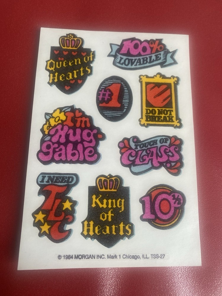 Vtg 80’s Mark 1 Scratch n Sniff King/Queen Of Hearts Sticker Sheet
