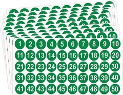 500 Pack Green Round Number Stickers 1-50 – Waterproof Vinyl Labels for All Uses