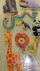 Vintage Stickers American Greetings Jungle Clay Animals Mayan Panda Hippo Sheet