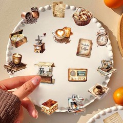 Retro Coffee Stickers 50pcs Aesthetic Scrapbook Journal Waterproof PET Set