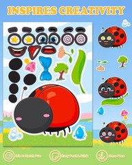 Spring Make-a-Face Stickers for Kids 48 Sheets Mix ‘n Match Cute Spring Craft…