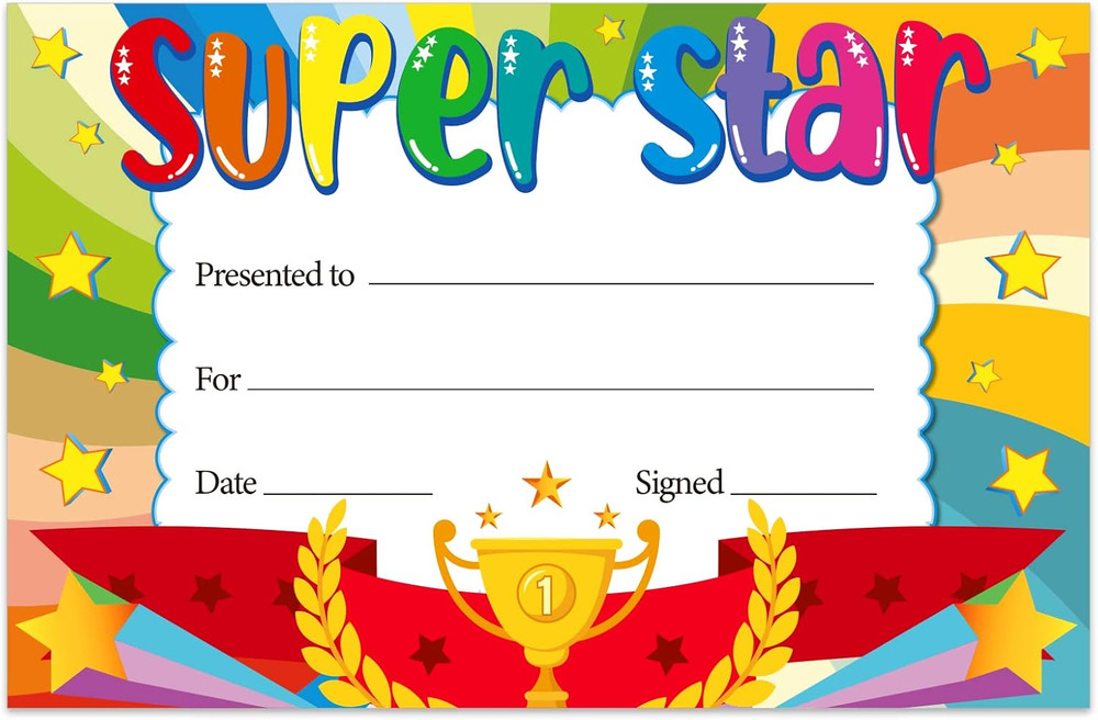 Recognition Rewards for Kids,30Pcs Super Star Student Certificates,Student Award