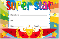 Recognition Rewards for Kids,30Pcs Super Star Student Certificates,Student Award