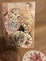 Clock Face Die Cut Shapes Vintage Style Collage Scrapbooking