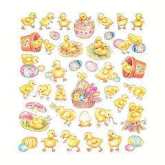 EASTER CRAFTS Easter Chicks Foiled Stickers – 37 pcs