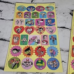 Vintage Y2K Power Puff Girls Cartoon Stickers Lot 2 Sheets 2000