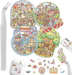DIY 3D Stickers Scene Set, 3 Sets Cartoon House Stickers – Food Theme