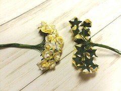 12 Yellow & White Mulberry Paper Rose Flower Wire Bouquet Craft DIY 1/2 Inch