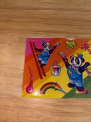 “Panda Painter” Lisa Frank Stickers, Rainbow, Read Flaw, 1 Sheet 2.5×2.5”, Vntg