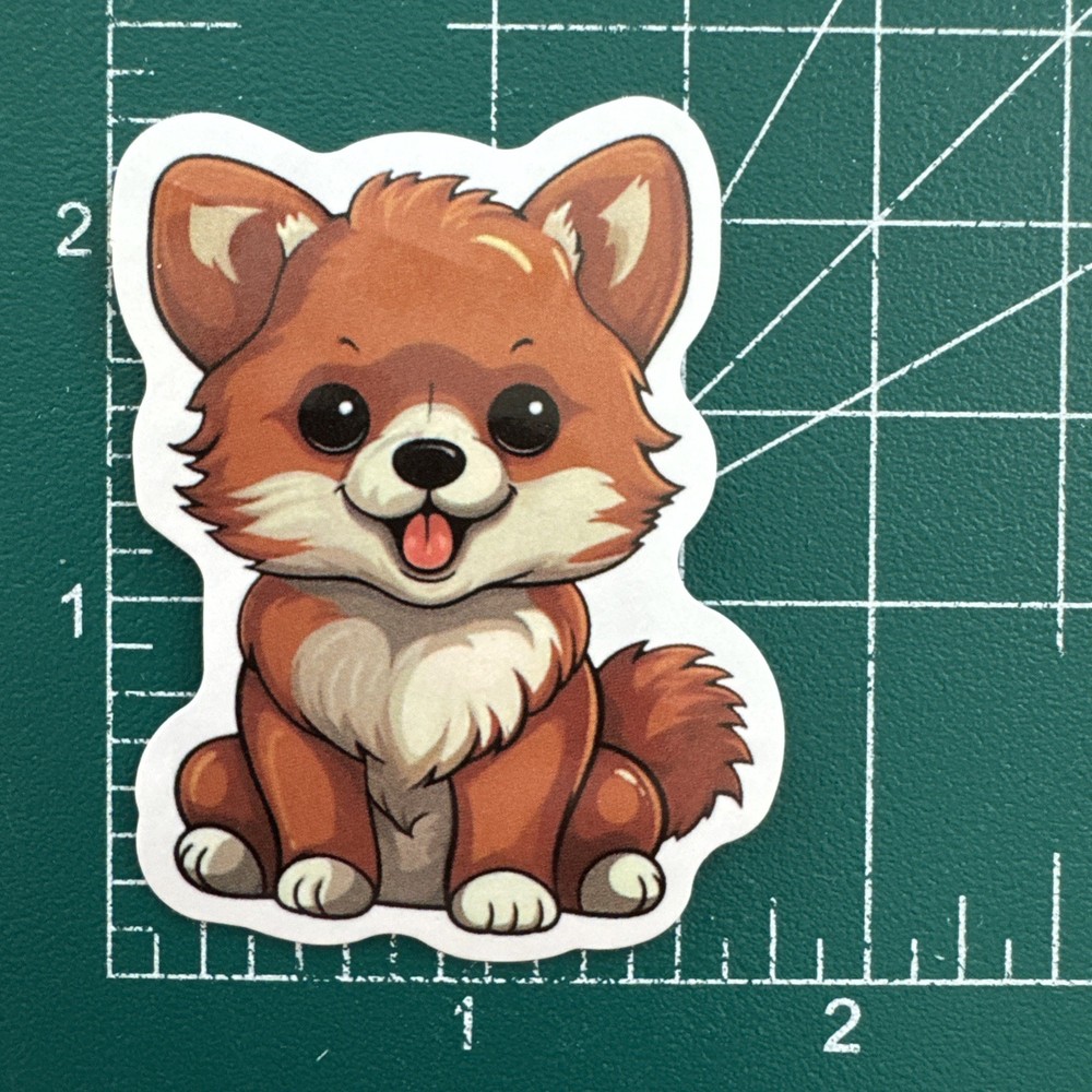 Corgi Akita Shiba Inu Mix Puppy Dog Cute Decal Sticker 1 3/4” x 2 1/4”