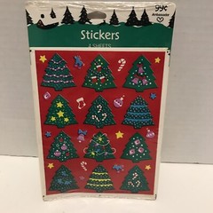 Vintage Hallmark 1992 Christmas Tree Stickers 4 Sheets In Pack ~ Sealed