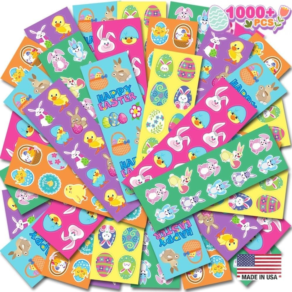 Assorted Easter Stickers for Kids – 100 Sheets with over 1000 Stickers – Made in